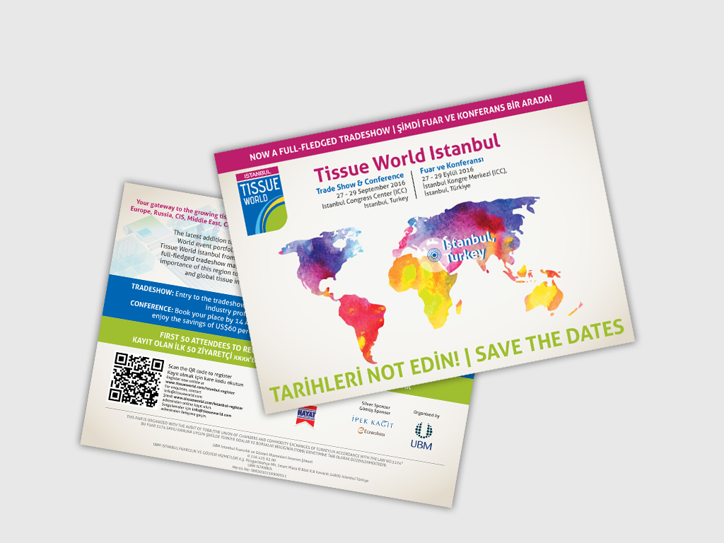 Save the dates invite design for Tissue World Istanbul