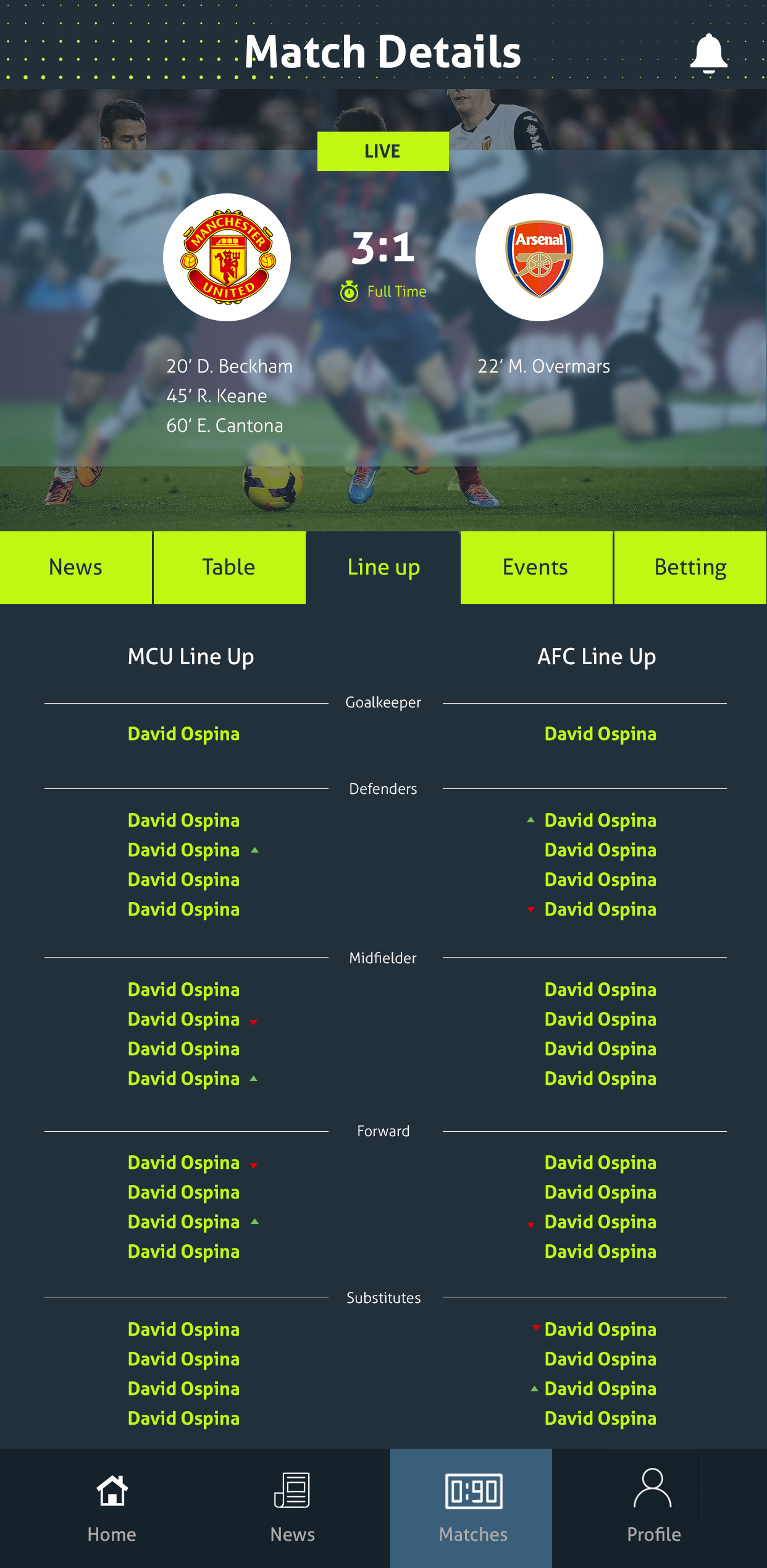 Total Football Application Design