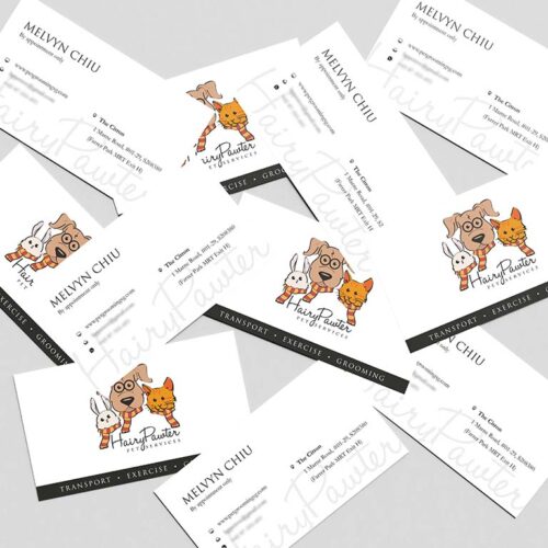 Name card design for pet grooming singapore freelance designer