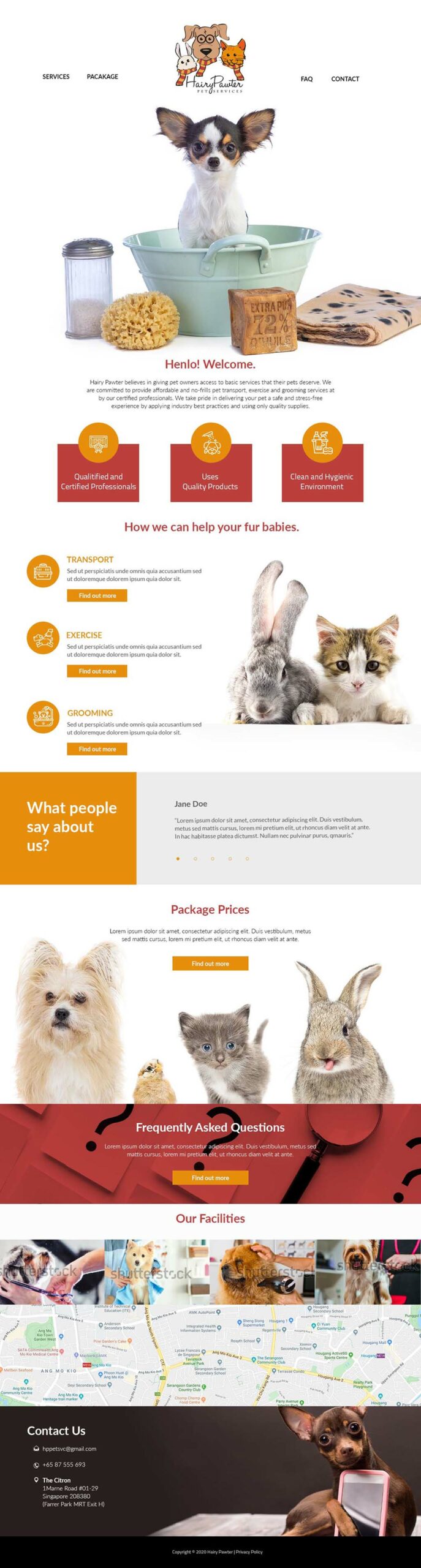 website design for hairy pawter singapore freelance designer