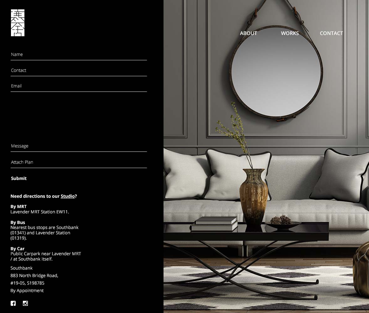 The contact us page design for hansel studio