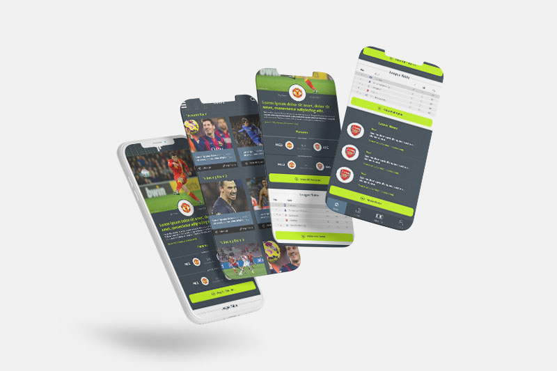 A set of mobile app design for a football application
