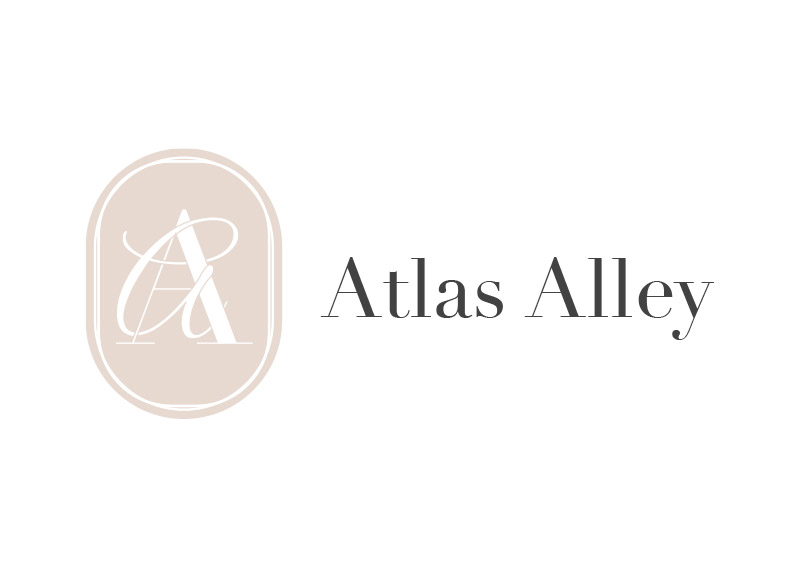 Atlas Alley Logo design mock up for different colour and font