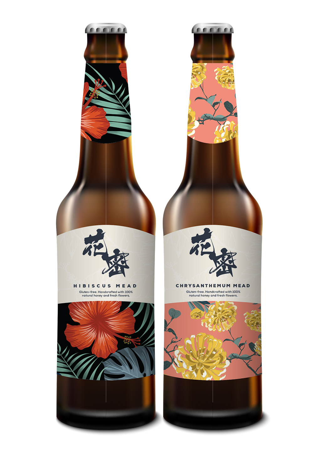 Final Label design for a floral beer bottle