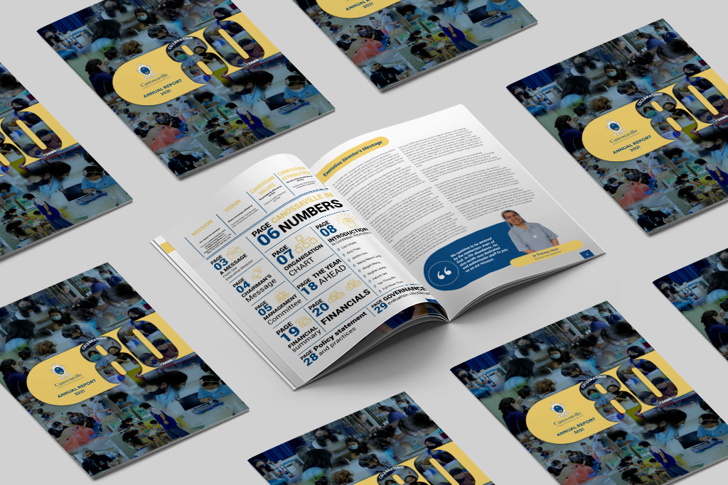Annual Report cover design with 1 spread