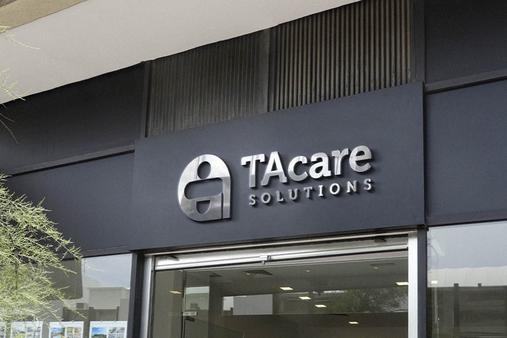 TA care solutions logo design on signboard