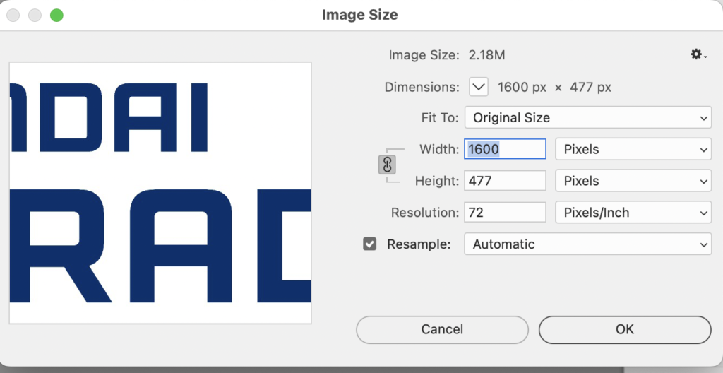 Checking image resolution